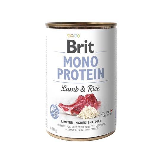 BRIT ΚΟΝΣΕΡΒΑ ΣΚΥΛΟΥ ΑΡΝΙ ΡΥΖΙ MONOPROTEIN 400gr