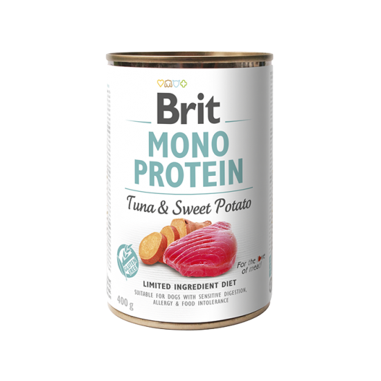 BRIT ΚΟΝΣΕΡΒΑ ΣΚΥΛΟΥ ΤΟΝΟΣ ΓΛΥΚΟΠΑΤΑΤΑ MONOPROTEIN 400gr