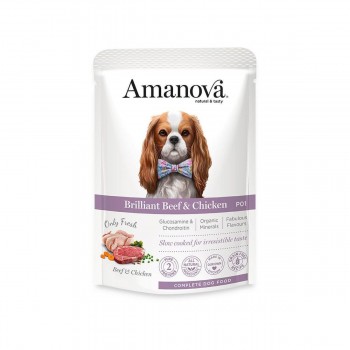 AMANOVA BRILLIANT ΥΓΡΗ ΤΡΟΦΗ ΣΚΥΛΟΥ BEEF CHICKEN 100γρ. AMANOVA BRILLIANT ΥΓΡΗ ΤΡΟΦΗ ΣΚΥΛΟΥ BEEF CHICKEN 100γρ.