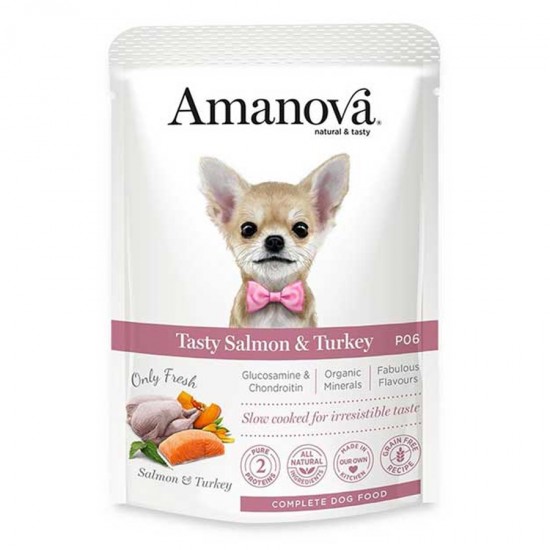 AMANOVA TASTY ΥΓΡΗ ΤΡΟΦΗ ΣΚΥΛΟΥ SALMON TURKEY 100γρ.
