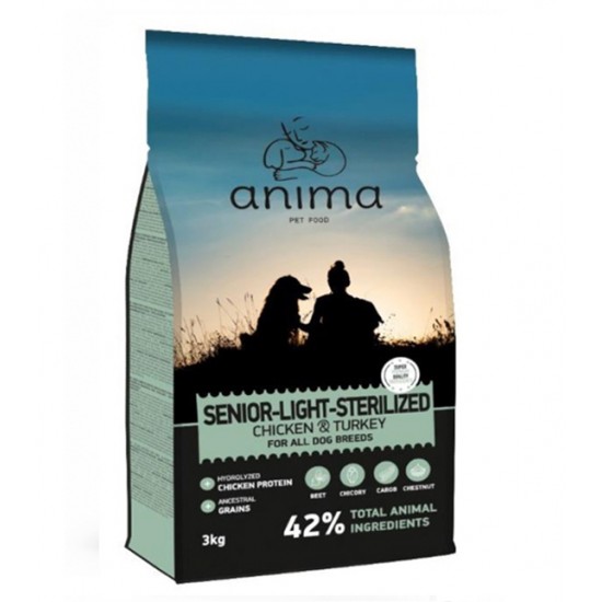 ANIMA ΣΚΥΛΟΥ SENIOR LIGHT STERILISED ΚΟΤΟΠΟΥΛΟ 3kg