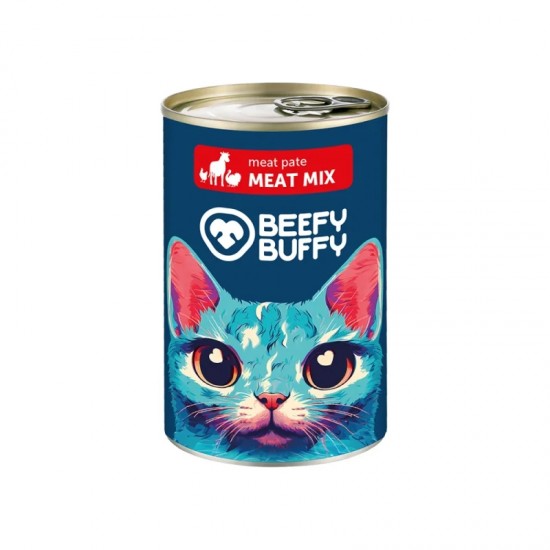 BEEFY BUFFY ΚΟΝΣΕΡΒΑ ΓΑΤΑΣ ΠΑΤΕ MIX ΚΡΕΑΤΩΝ 415γρ.