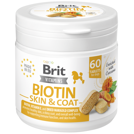 BRIT ΒΙΤΑΜΙΝΕΣ ΣΚΥΛΟΥ BIOTIN SKIN & COAT CARE 120gr (60tabs)