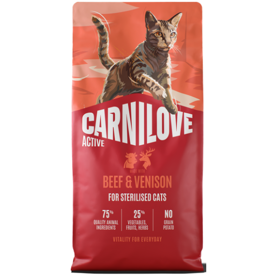 CARNILOVE ACTIVE ΓΑΤΑΣ STERILISED MOΣΧΑΡΙ ΕΛΑΦΙ 6kg