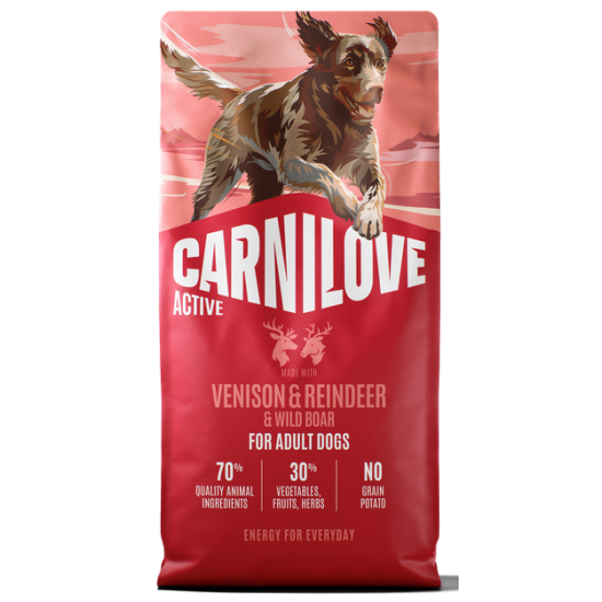 CARNILOVE ACTIVE ΣΚΥΛΟΥ ADULT ΕΛΑΦΙ ΤΑΡΑΝΔΟΣ ΑΓΡΙΟΧΟΙΡΟΣ 12kg