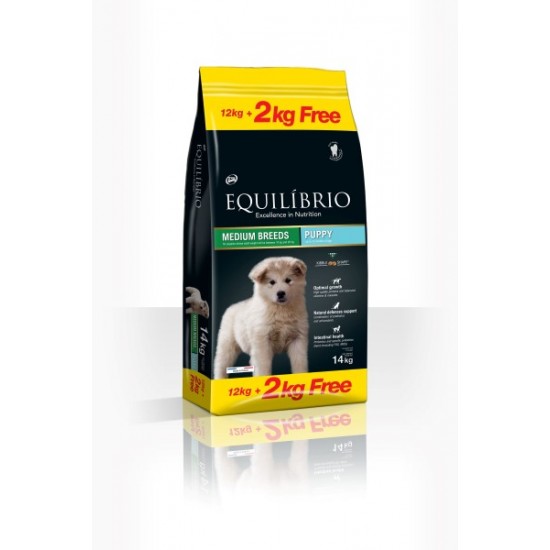 EQUILIBRIO ΣΚΥΛΟΥ PUPPY MEDIUM 12kg+2kg ΔΩΡΟ