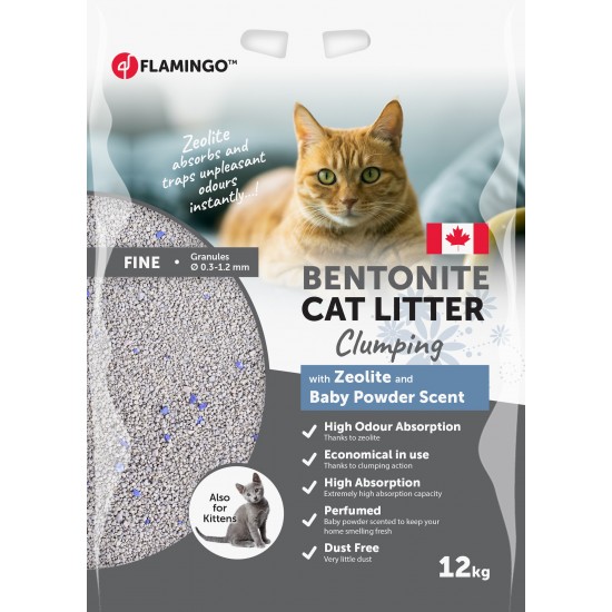 FLAMINGO ΑΜΜΟΣ ΓΑΤΑΣ BABY POWDER & ΖΕΟΛΙΘΟΣ 12kg