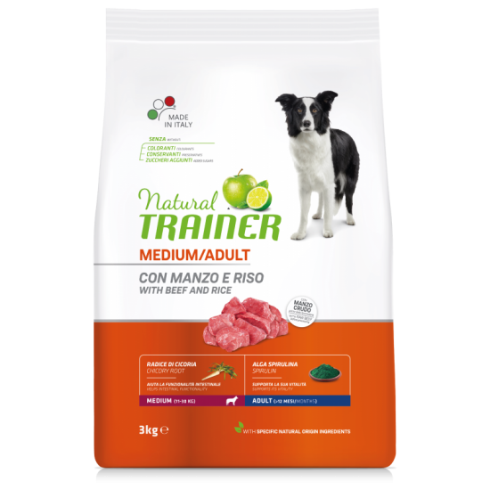 NATURAL TRAINER ΣΚΥΛΟΥ MEDIUM ΜΟΣΧΑΡΙ ΡΥΖΙ 12kg