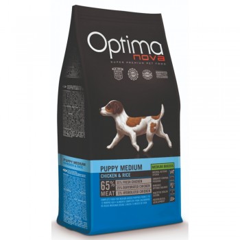 OPTIMANOVA ΣΚΥΛΟΥ PUPPY MEDIUM ΚΟΤΟΠΟΥΛΟ & ΡΥΖΙ 2kg