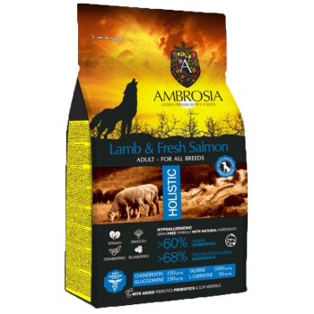 AMBROSIA DOG ΑΡΝΙ & ΣΟΛΩΜΟΣ (όλες οι φυλές) 12kg