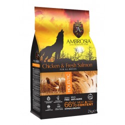 AMBROSIA DOG ΚΟΤΟΠΟΥΛΟ & ΣΟΛΩΜΟΣ (όλες οι φυλές) 2kg