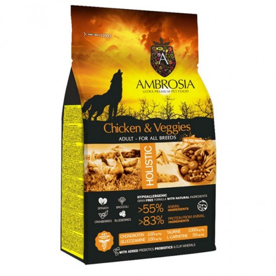 AMBROSIA DOG ΚΟΤΟΠΟΥΛΟ & ΛΑΧΑΝΙΚΑ (όλες οι φυλές) 12kg