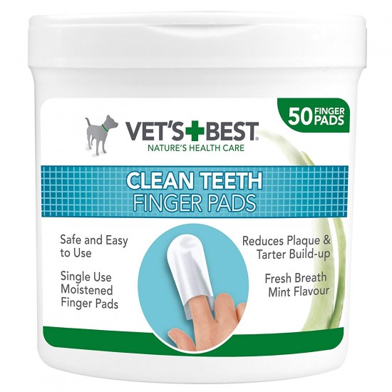 VET'S BEST CLEAN TEETH FINGER WIPES (50 τεμ.)