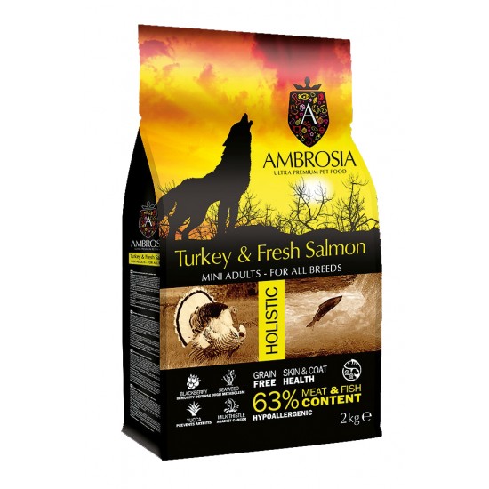 AMBROSIA DOG ΓΑΛΟΠΟΥΛΑ & ΣΟΛΩΜΟΣ (μικρόσωμες φυλές) 2kg