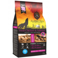 AMBROSIA DOG ΚΟΤΟΠΟΥΛΟ & ΣΟΛΟΜΟΣ (μεγ/σωμα κουτάβια) 12kg